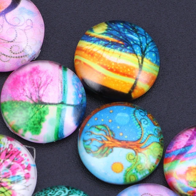 10PCS 12mm Glas Dome Anhänger Flatback Dome Cabochons 6