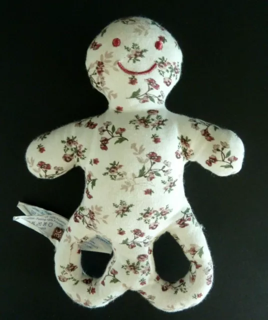 1- Doudou Hochet Grelot Bonhomme Blanc Obaibi Okaidi Fleur Rouge Vert Rose - Tbe