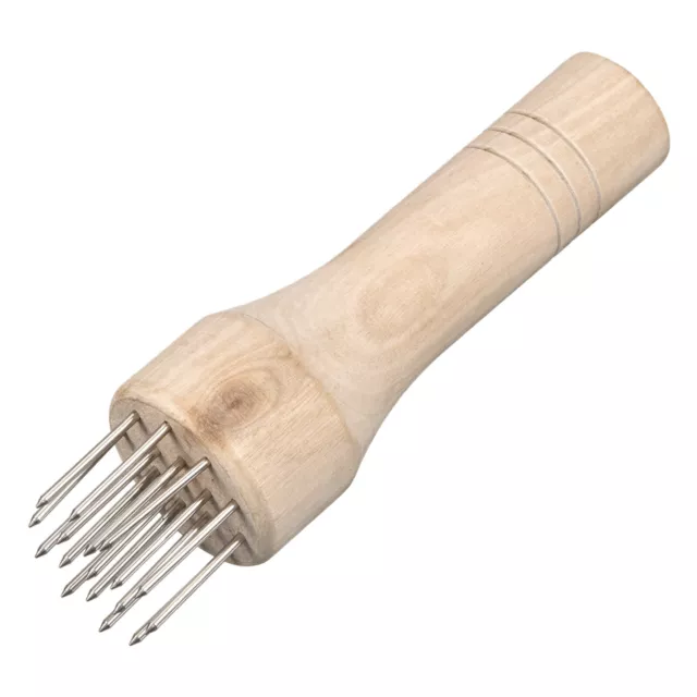 Stainless Steel Meat Tenderizer, Meat Mallet Needle with Wooden Handle, White