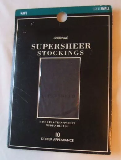 Vintage St Michael Supersheer Stockings 10 Denier Appearance - Navy - Size Small