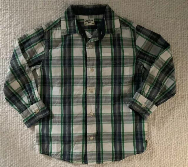 Boys Vintage Osh Kosh B’Gosh Green And Blue Check Shirt - Size 5