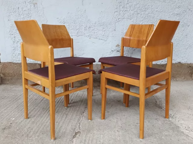 4x Stacking Designer Dining Room Chair Vintage Plywood 60er Stools