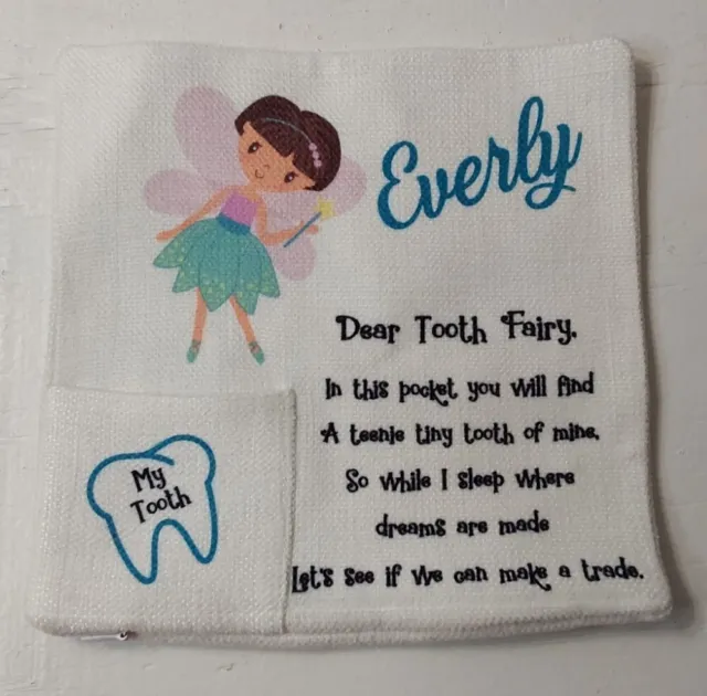 EVERLY Personalized Tooth Fairy Bag Tooth Fairy Pouch With Little Quote Pocket