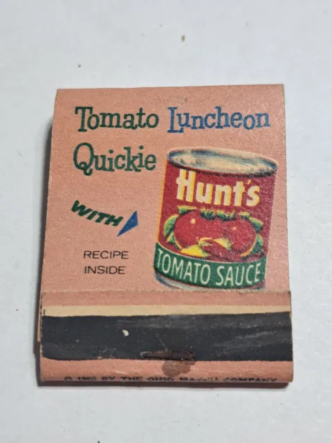 Vtg hunts tomato sauce with tomato luncheon quickie recipe inside 1/2 matchbook