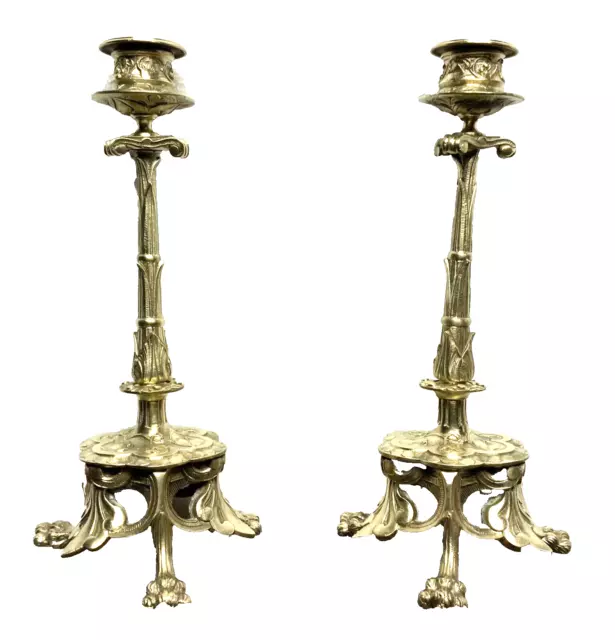 Pair Of Beaux Candle Holders Bronze Period Empire 19th Candlesticks