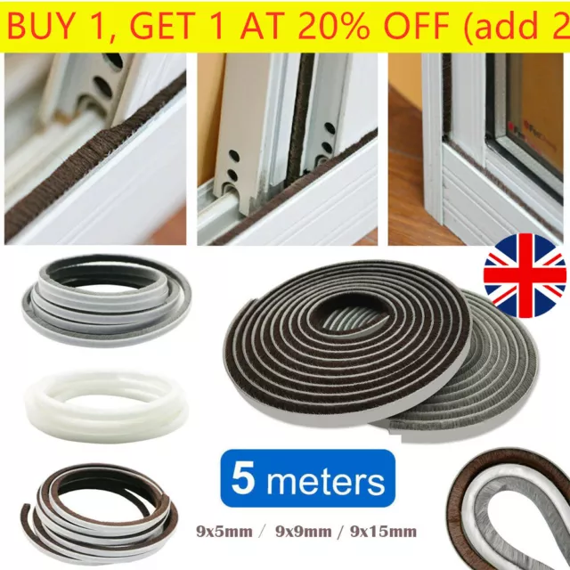 *Self Adhesive Draught Excluder Brush Home Window Pile Seal Door Weather Strip