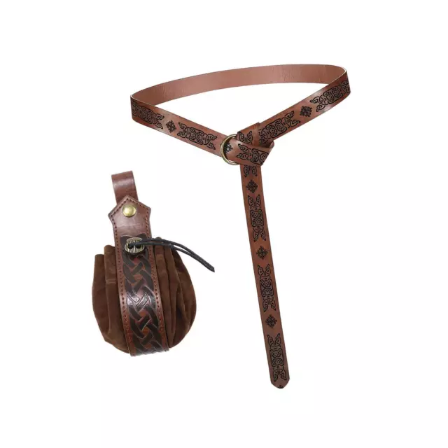 Ceinture En Cuir PU Chevalier Médiéval avec Pochette de Ceinture Tendance pour