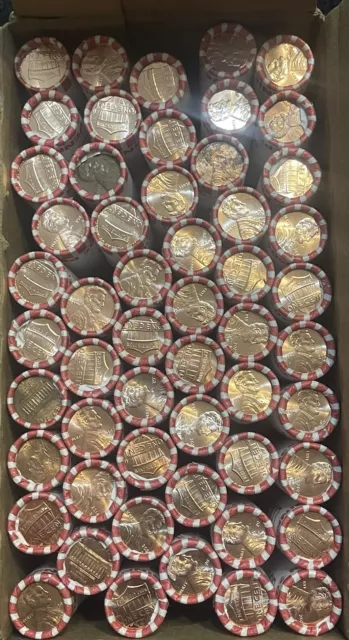 Bank Box 50 Rolls of Pennies $25 Face Value  Unsearched