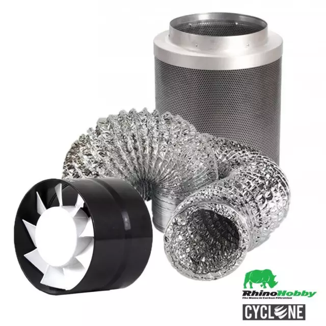 Rhino Hobby Filter Kit Cyclone Booster Fan Fox Aluminium Ducting Hydroponics