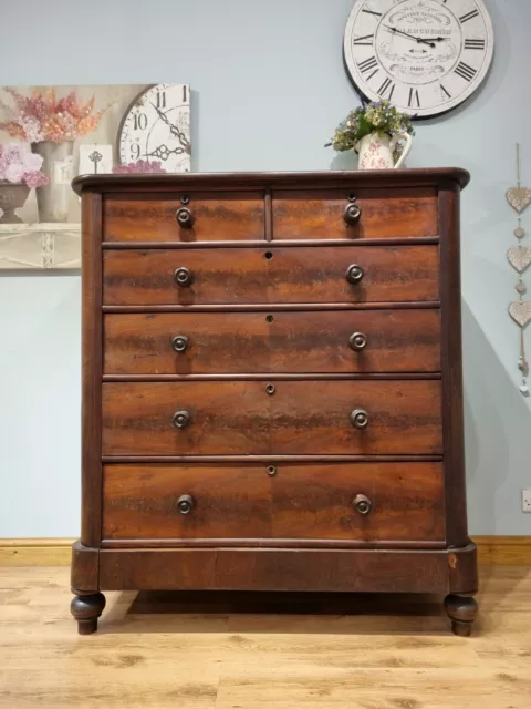 Large Antique Mahogany Chest of Drawers Vintage