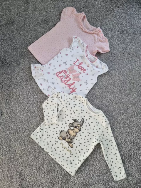 Baby Girls Tops Bundle 9-12 Months Disney Thumper Minnie Mouse love daddy w