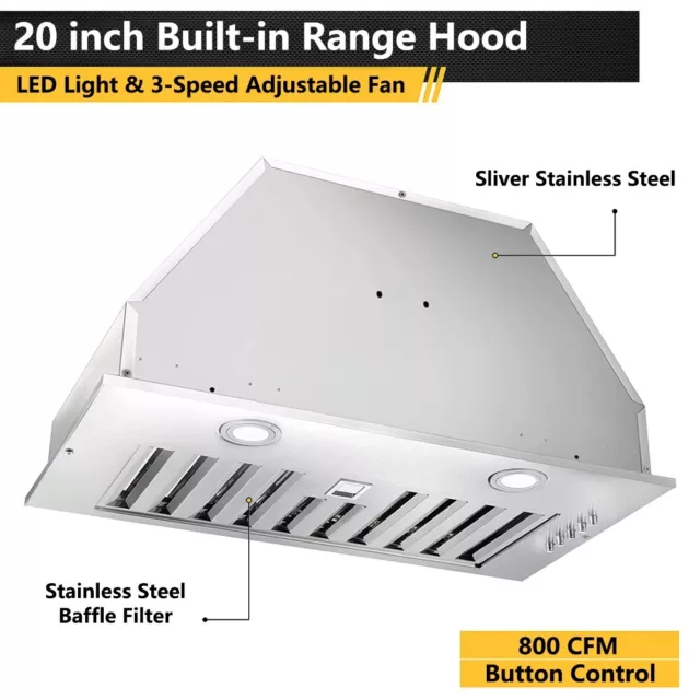 MCBON Range Hood Insert 30 Inch, Ducted/Ductless Convertible Range Hood  Insert