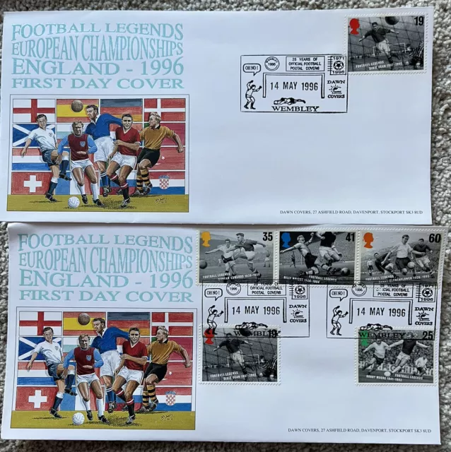 Football Legends England Wembley ‘Large’ Dawn First Day Cover Set Of 2