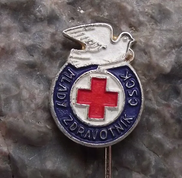 Antique Young Medic Red Cross Worker White Dove Medical Medicine Nurse Pin Badge