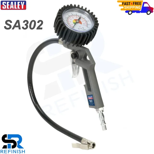 Air Line Tyre Inflator 0-175psi Sealey SA302 Pressure Gauge & 1/4" BSP Connector