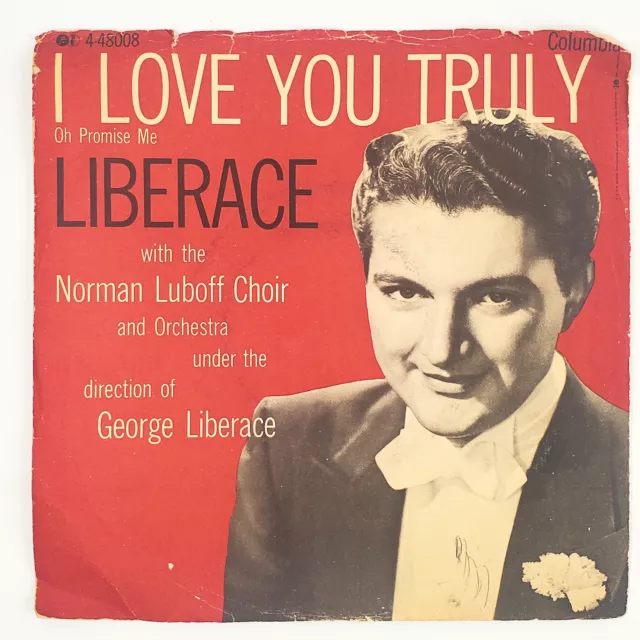 Liberace I Love You Truly Record 45 RPM Single 4-48008 Columbia 1954 Y