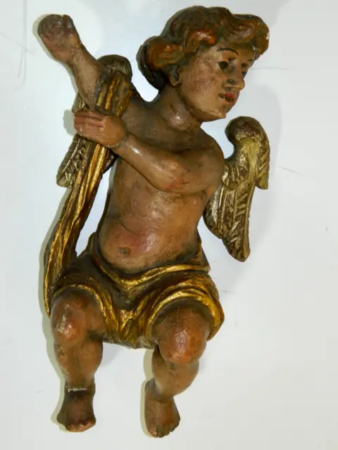 Putte Engel aus Holz Gold 32,5cm antik alt selten rar Weihnachten 32,5cm