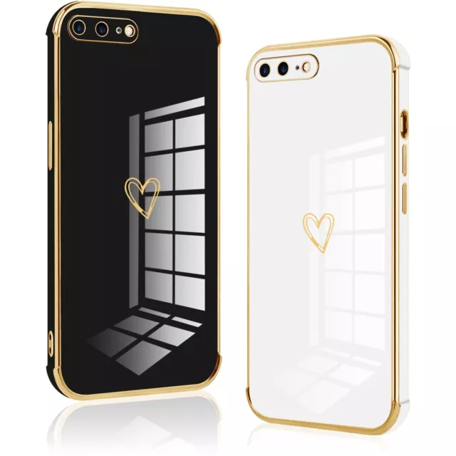 Vauki 2 Pezzi Cover per iPhone 8 Plus/iPhone 7 Plus Custodia con Motivo Cuore...