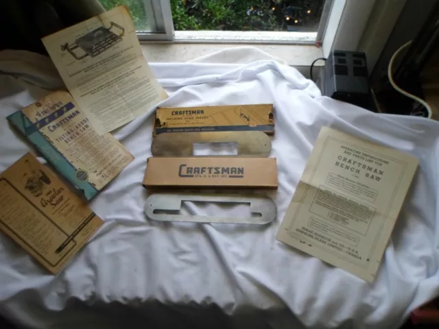 Early Sears  Craftsman 8 " Bench Table Saw Dado Insert & Molding Head Insert +