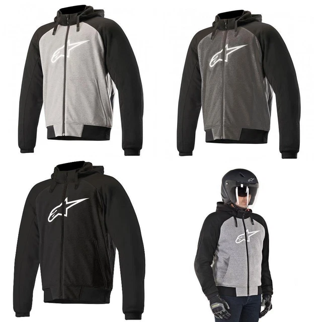 Felpa con cappuccio moto Alpinestars cromata sportiva aramide rinforzata CE corazzata
