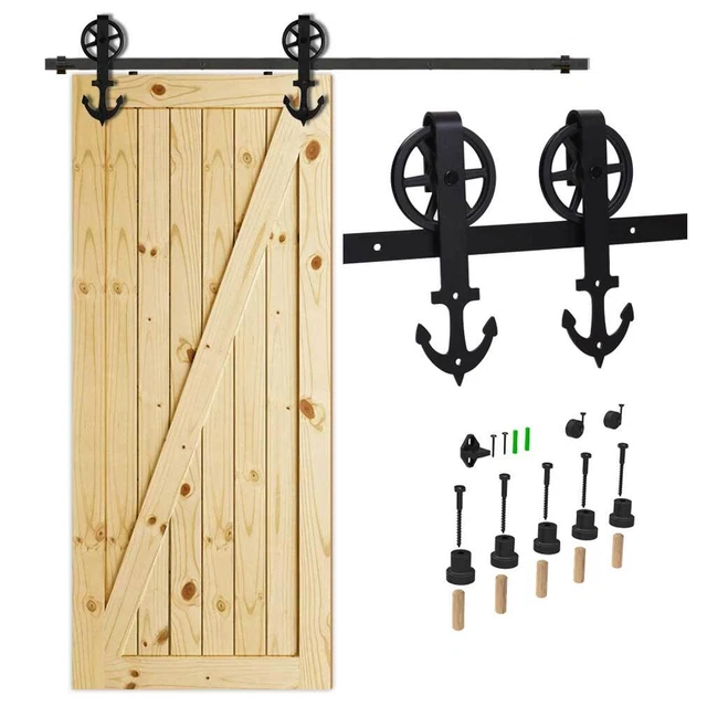 4~20FT Sliding Barn Door Hardware Track Kit for Single/Double Big Wheel Anchor 3