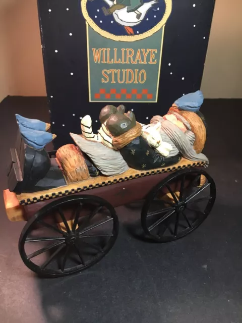 Williraye Studio 1996 WW2212 - Santa Lying On Cart With Cat NOS Mint