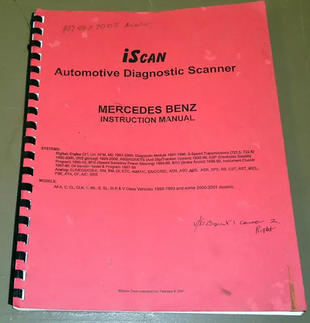 iScan Automotive Diagnostic Scanner~MERCEDES BENZ INSTRUCTION MANUAL
