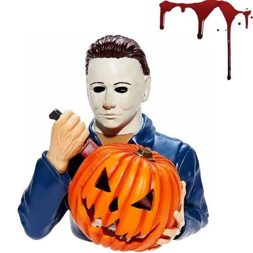Horror Halloween Michael Myers Light Up LED Statue Pumpkin Sam Trick 's Treat...