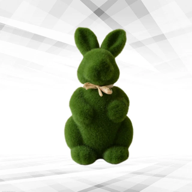 1PC Moos Beflockung Bunny Moosgrün Ornamente Ostern Desktop Dekorationen