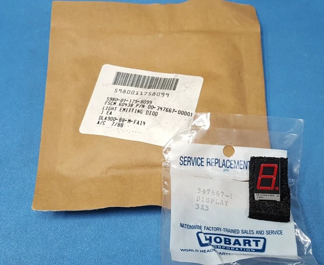 LED 7-Segment, 00-347667-00001 , HOBART, 5980-01-175-8099,Seven Segment 347667-1