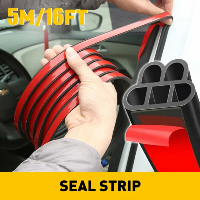 5M Rubber L-Shape Car Door Seal Strip Trunk Hood Edge Weatherstrip Moulding Trim