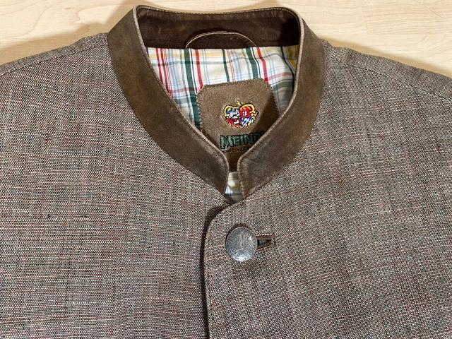 Giacca tradizionale uomo Meindl Janker taglia 54 L XL lino beige marrone giacca top ✅ 3