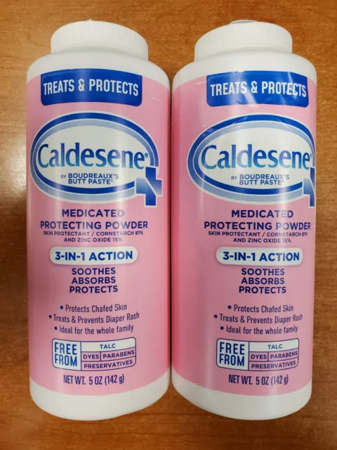 2 Pack: Caldesene Medicated Body Powder Zinc Oxide/Cornstarch 5oz Exp 7/27 11C