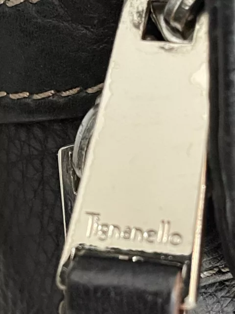 TIGNANELLO BAG BLACK Pebbled Leather Messenger Shoulder Handbag Purse ...