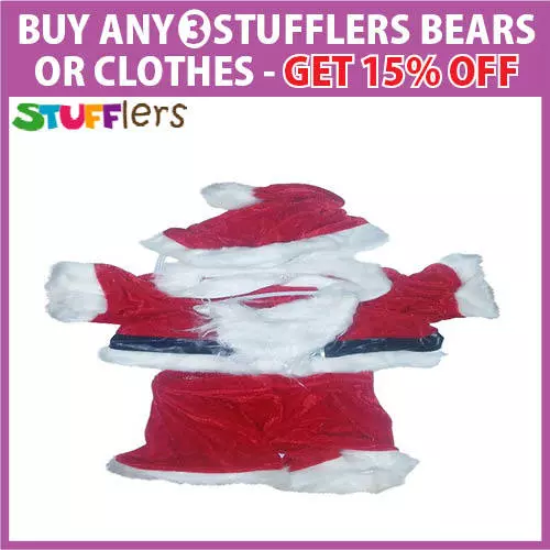 Santa Claus Christmas Clothing Outfit by Stufflers – Will fit on a Build a bear