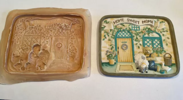 Latex Rubber Mold Mould Vintage Home Sweet Home Plaque Sign Farmhouse Crafts