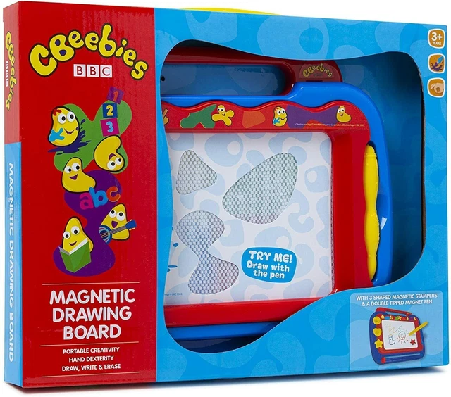 CBEEBIES KIDS MAGNETIC Drawing Board Magnetic Magic Eraser Pen Stamper ...
