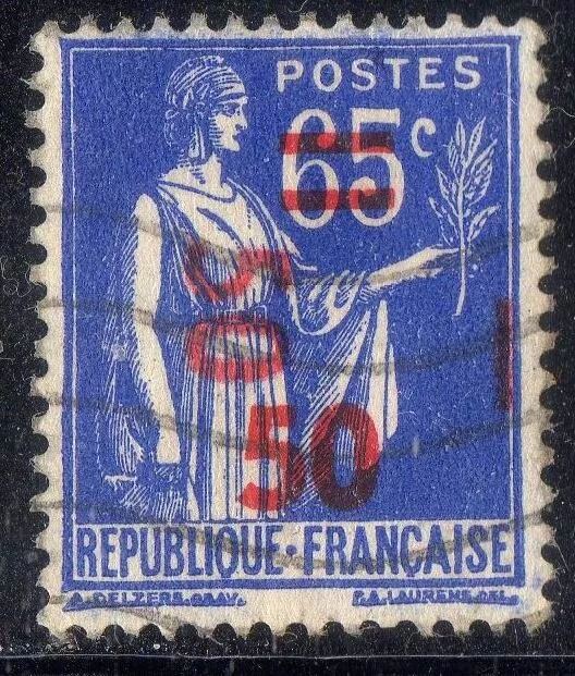 FRANCE !  Timbre ancien Surcharge de 1940-41 n°479b renversée