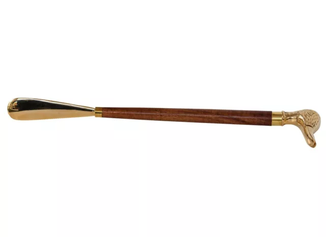 Schuhanzieher Schuhlöffel Messing Vogel gold im Antik-Stil - 48cm