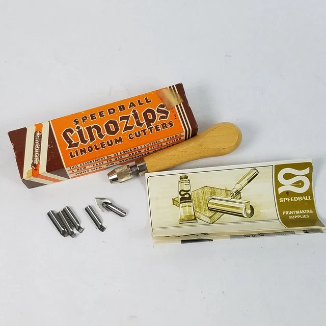 Linozips Speedball #37 de colección cortador de linóleo caja original de cinco hojas
