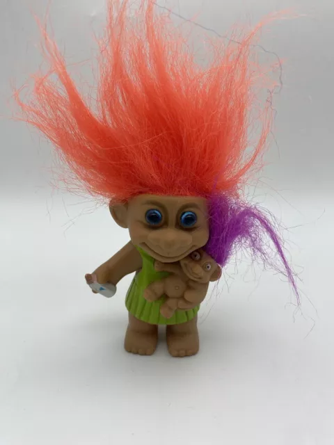 Troll Zaubertroll Zwerg Figur Mutter mit Baby Vintage Rarität