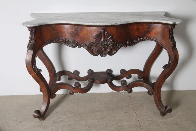 Antica Console Luigi Filippo noce e marmo consolle 1850 Italia Mis 130 x 50