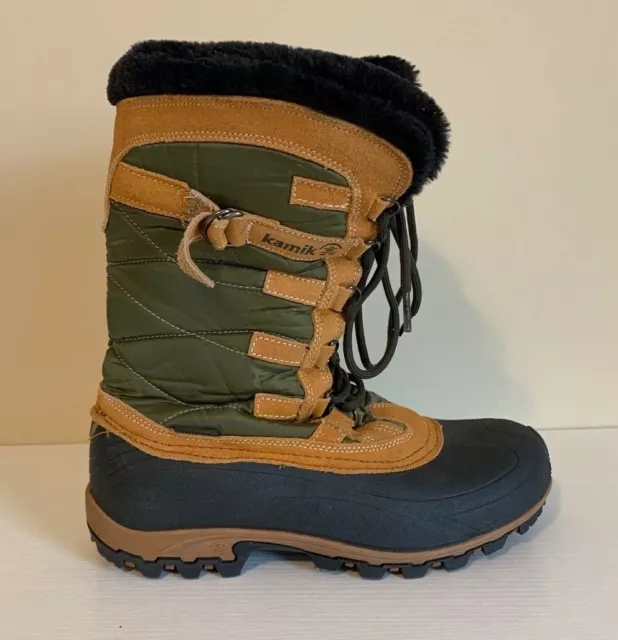 KAMIK Snowvalley Women's Boots Winter Snow Green Faux Fur Lining Size 9 PERFECT!