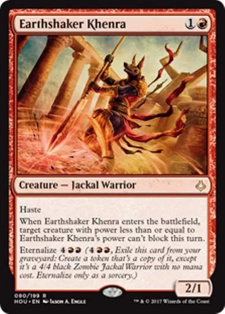 EARTHSHAKER KHENRA Hour of Devastation MTG Red Creature  Jackal Warrior Rare