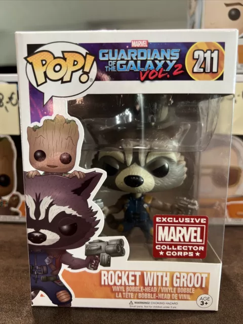 Marvel Guardians of the Galaxy 2 Rocket Groot 211 Exclusive Funko Pop OVP Rare