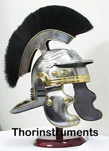 Medieval Roman Christmas Armor  Collectibles Helmet Black Plume with stand style