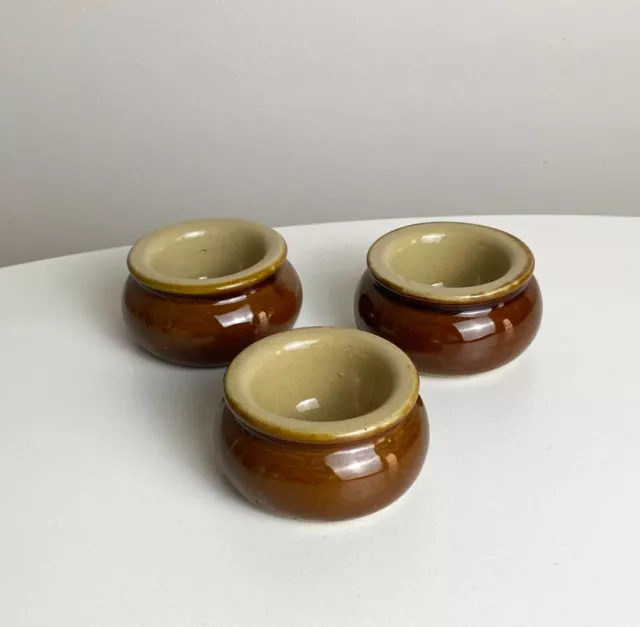 3 x [ PEARSONS OF CHESTERFIELD ENGLAND ] Stoneware Cups BUTTER PINCH EGG BROWN