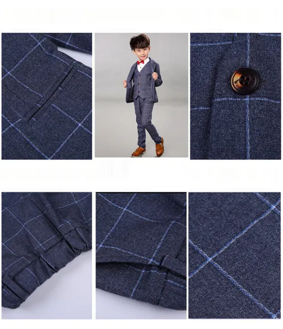 Boys Suits 4 Piece Wedding Suit Prom Page Boy Baby Formal Party 3 Colours 8