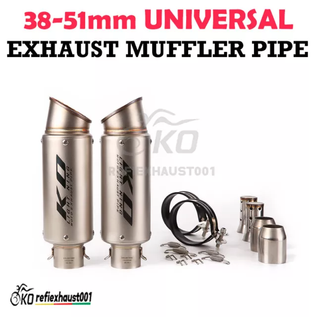 Motorcycle Universal 38-51mm Exhaust Muffler Pipe Slip On With Silence DB Killer