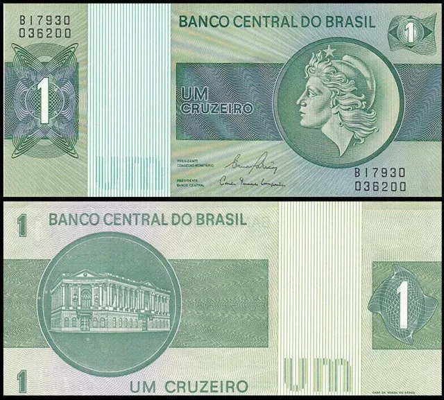 Brazil 1 Cruzeiro 1980 Unc Effigy Of The Republic Looking To The Left,Banco Cent